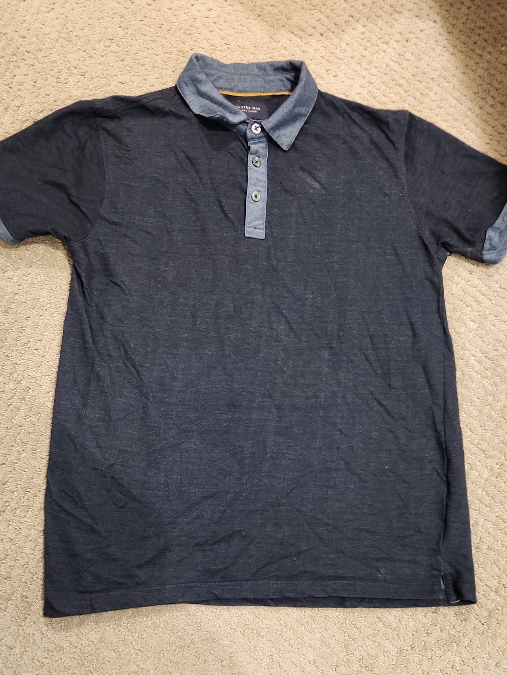 CactusMan Navy Polo with Chambray Trim M. Worn Once